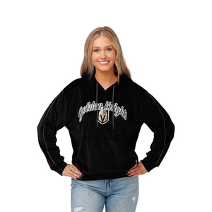 📻FOCO NHL women’s Team logo Fashion velour Golden Knights Black Hoodie size L